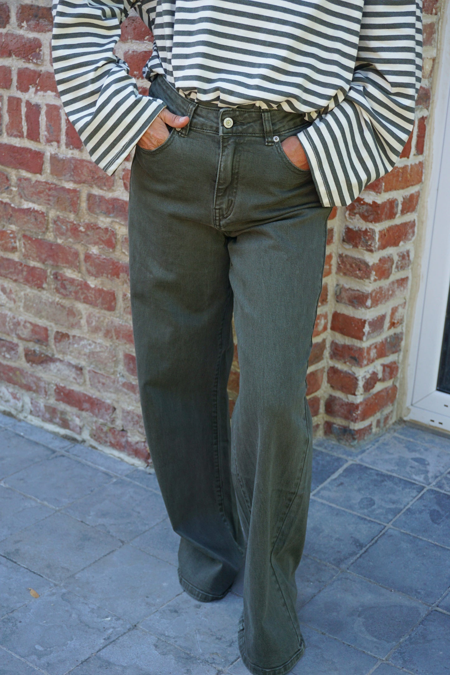 Jean wide leg kaki