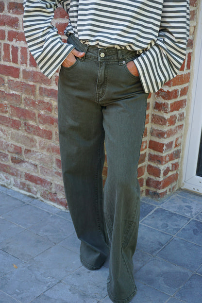 Jean wide leg kaki