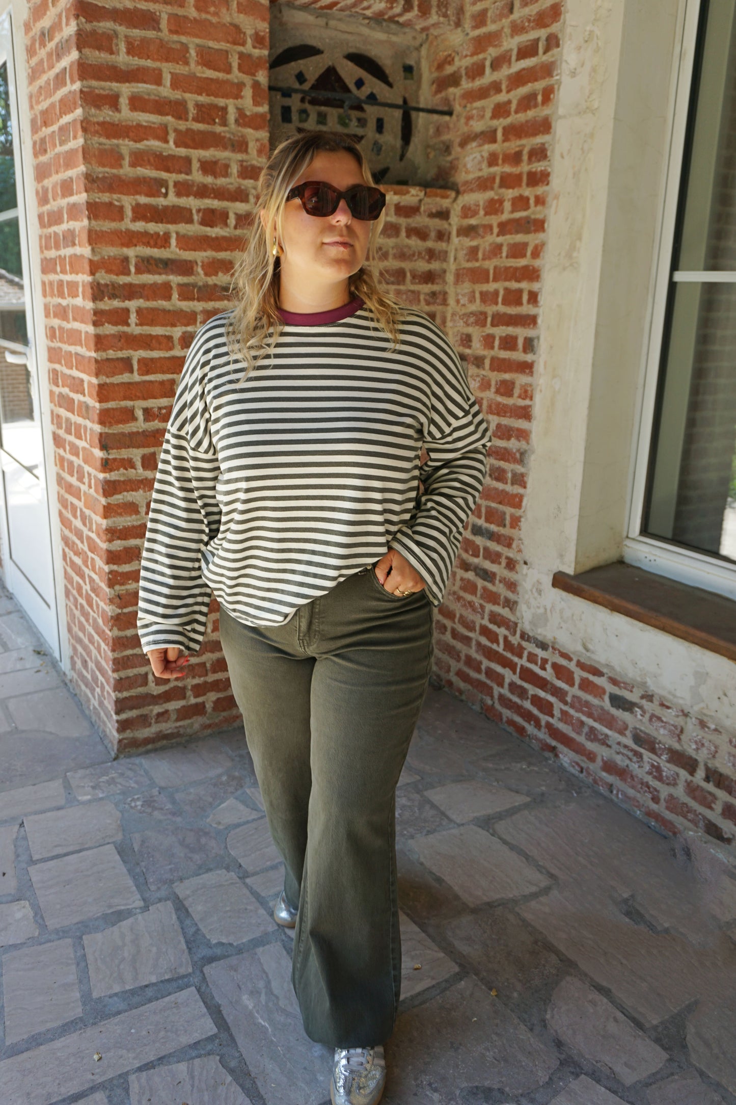 Jean wide leg kaki