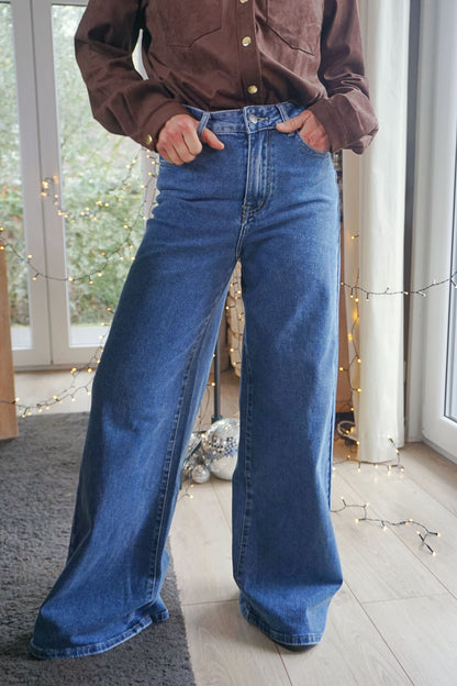 Jean palazzo wide leg bleu