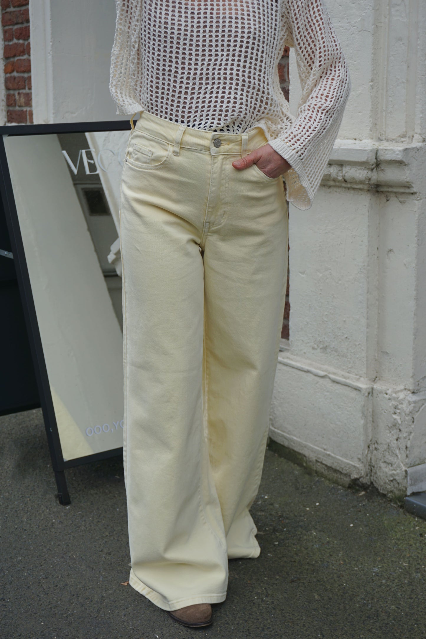 Jean palazzo wide leg jaune beurre