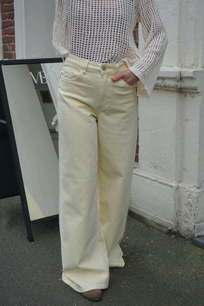 Jean palazzo wide leg jaune beurre