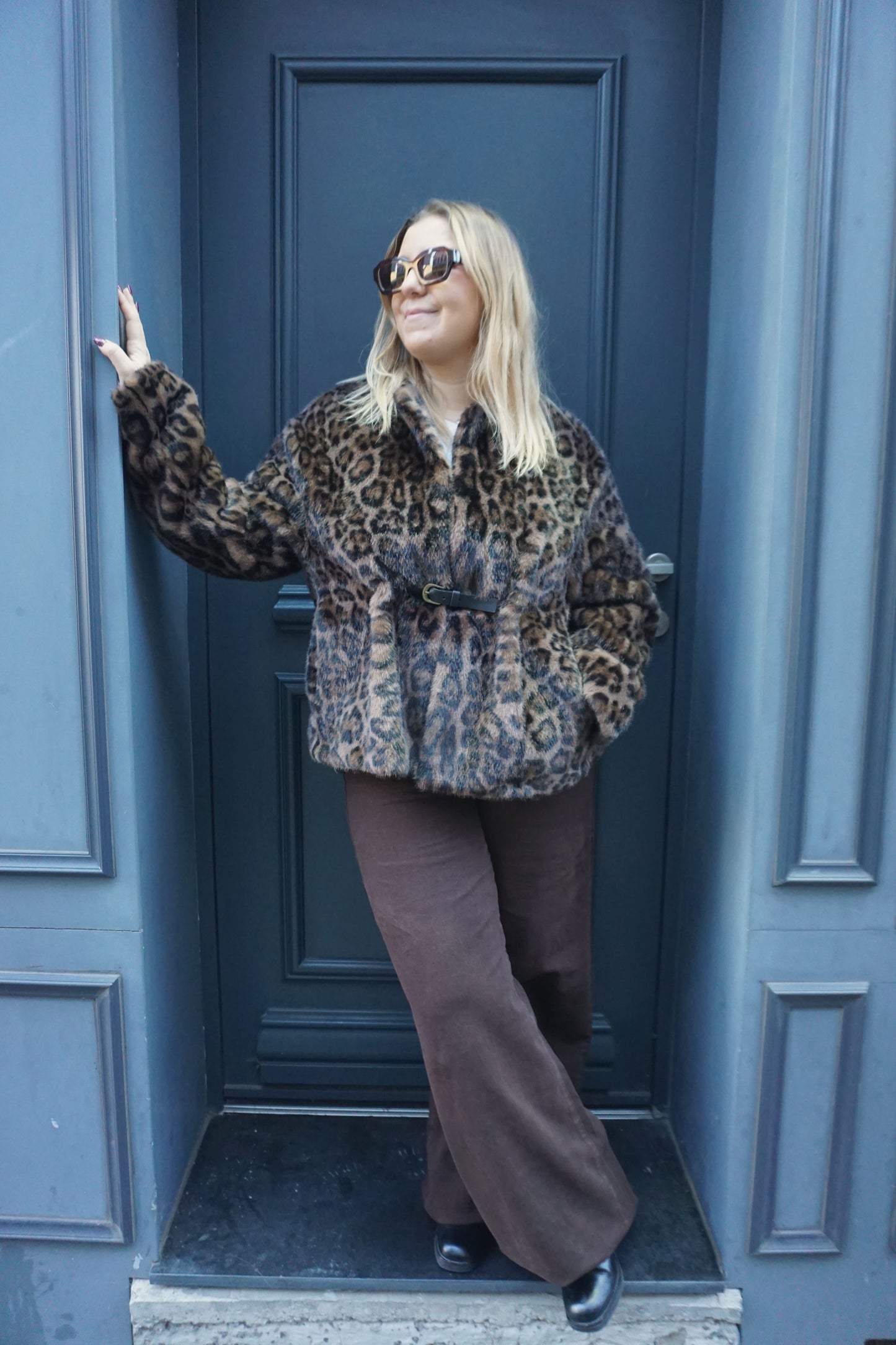 Jean palazzo wide leg marron chocolat