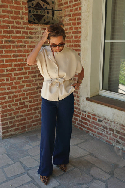 Jean wide leg bleu brut vague