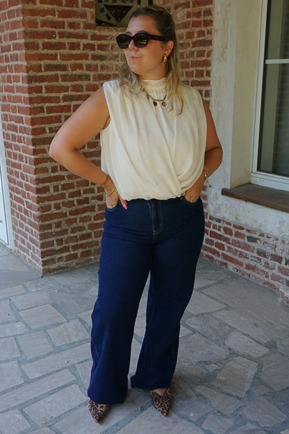 Jean wide leg bleu brut vague