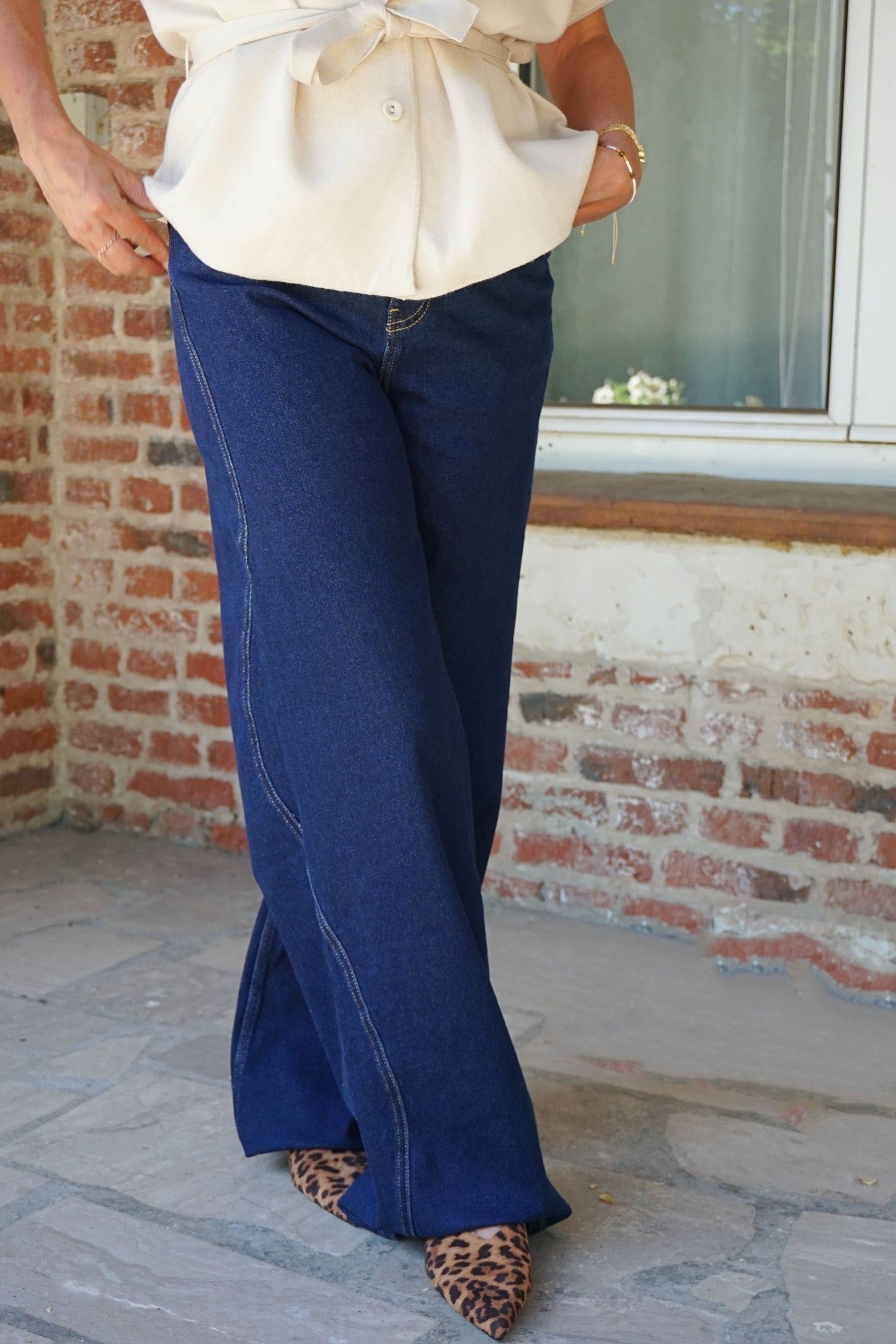 Jean wide leg bleu brut vague