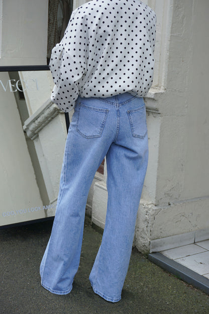 Jean wide leg bleu clair