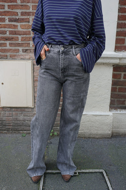 Jean wide leg empiècement gris