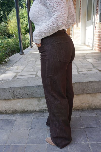 Jean wide leg marron chiné