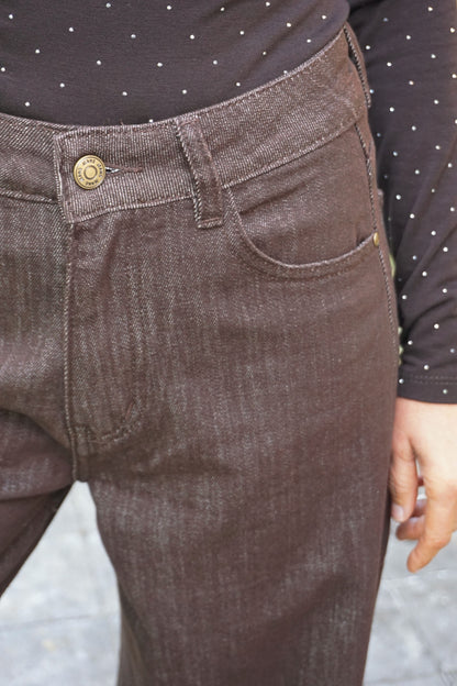 Jean wide leg marron chiné