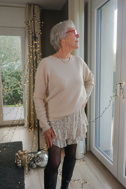 Jupe-short à sequins écru