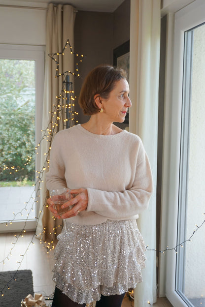 Jupe-short à sequins écru