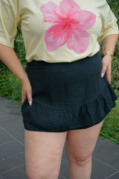Jupe-short gaze de coton noire