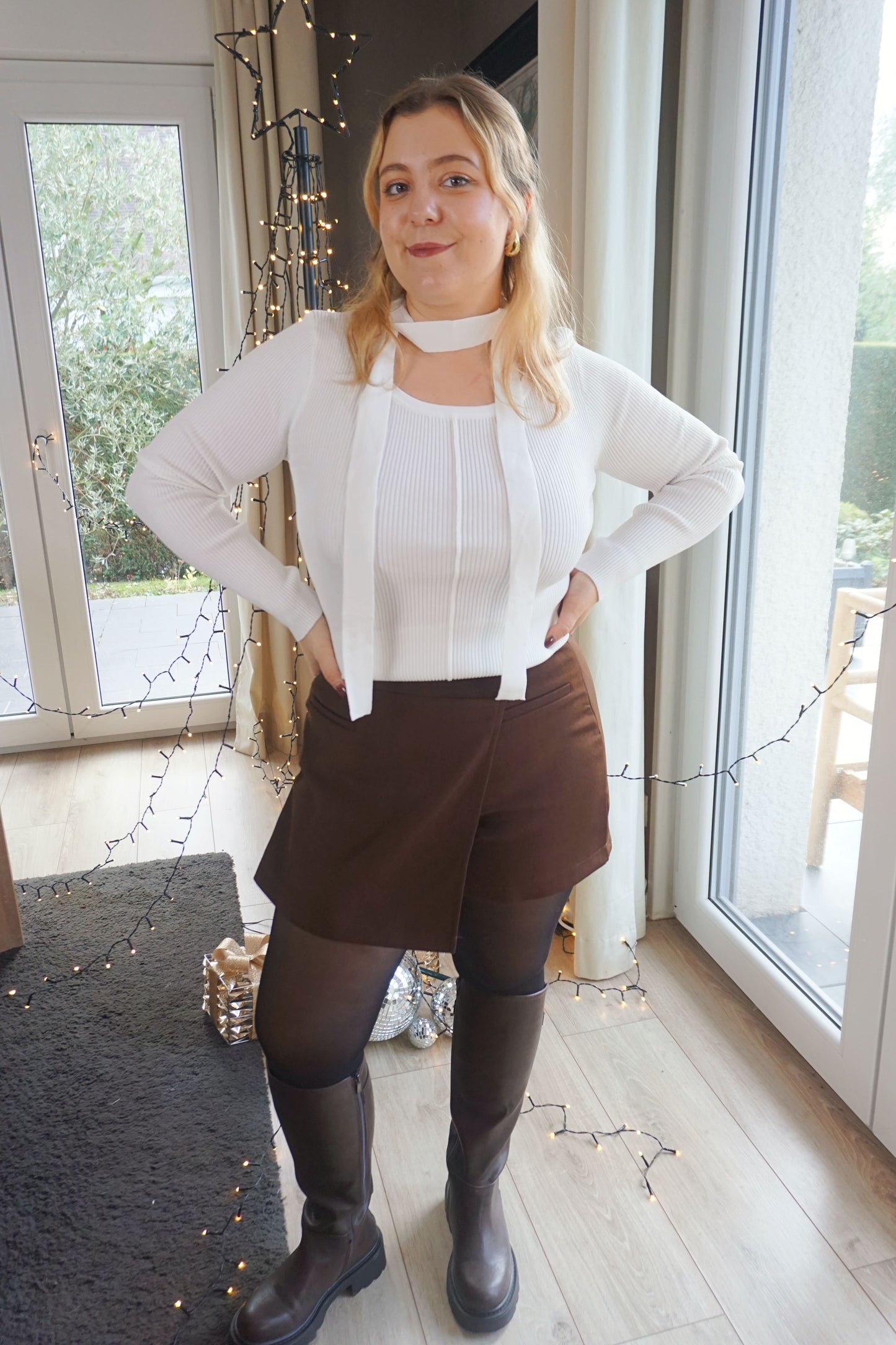 Jupe-short portefeuille marron