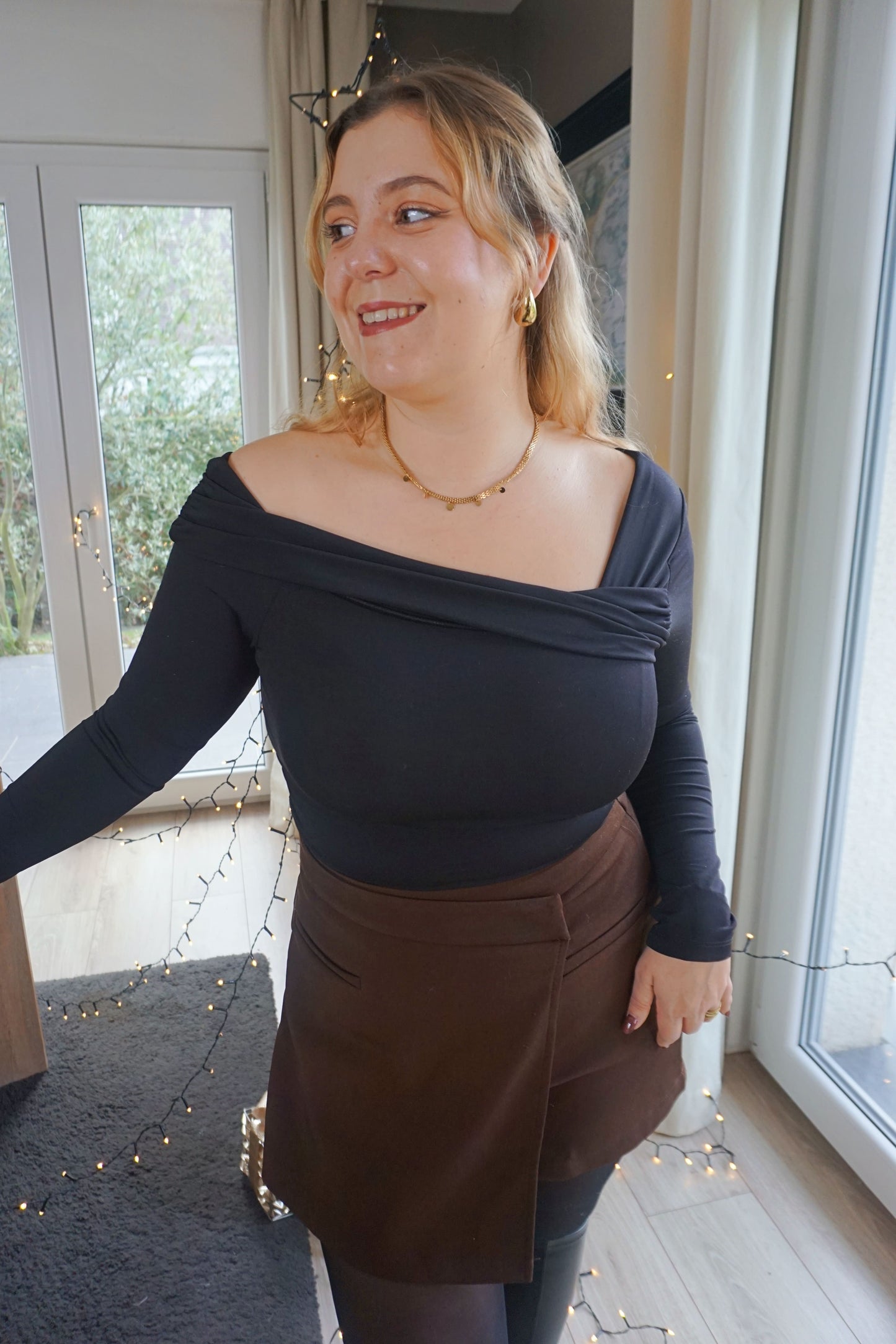 Jupe-short portefeuille marron