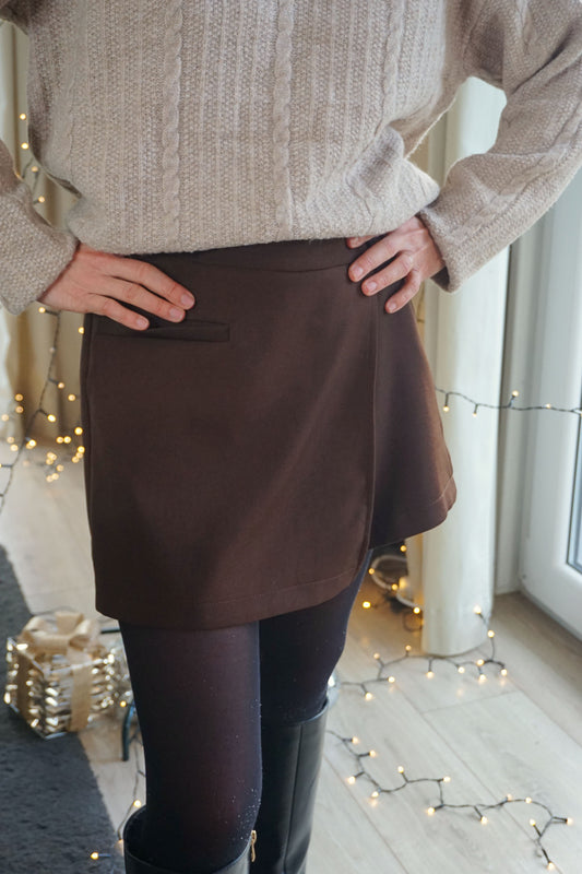 Jupe-short portefeuille marron