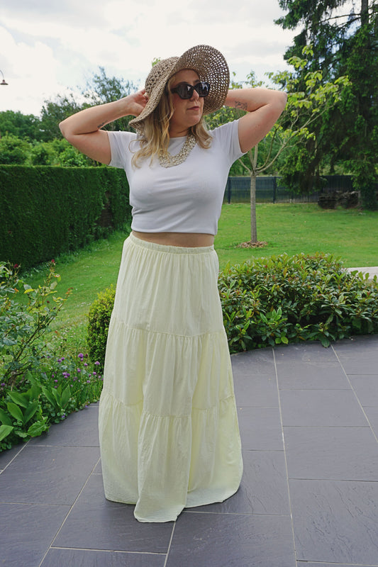 Jupe longue jaune coton