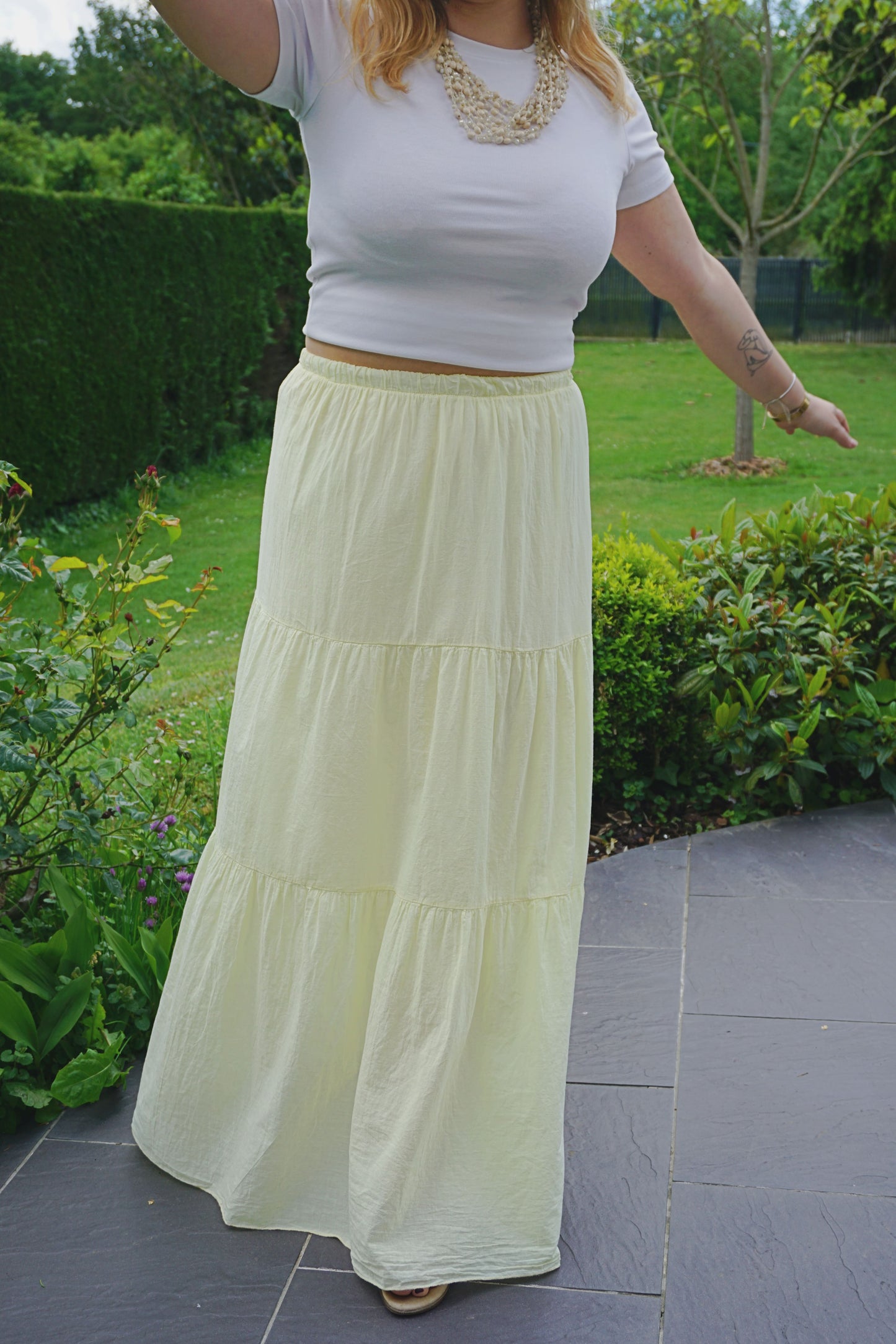 Jupe longue jaune coton