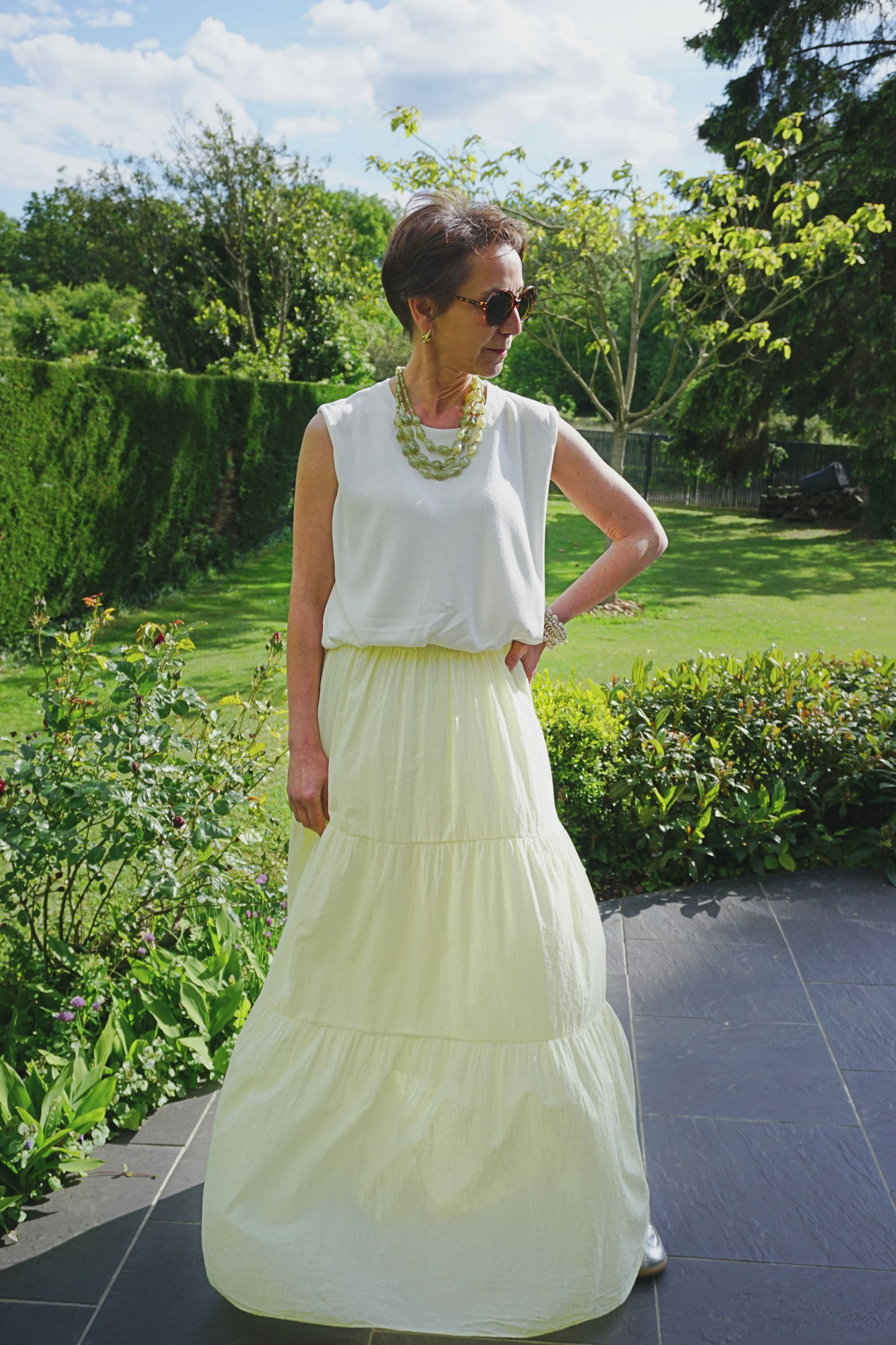 Jupe longue jaune coton