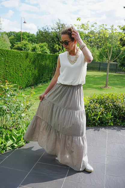 Jupe longue taupe coton