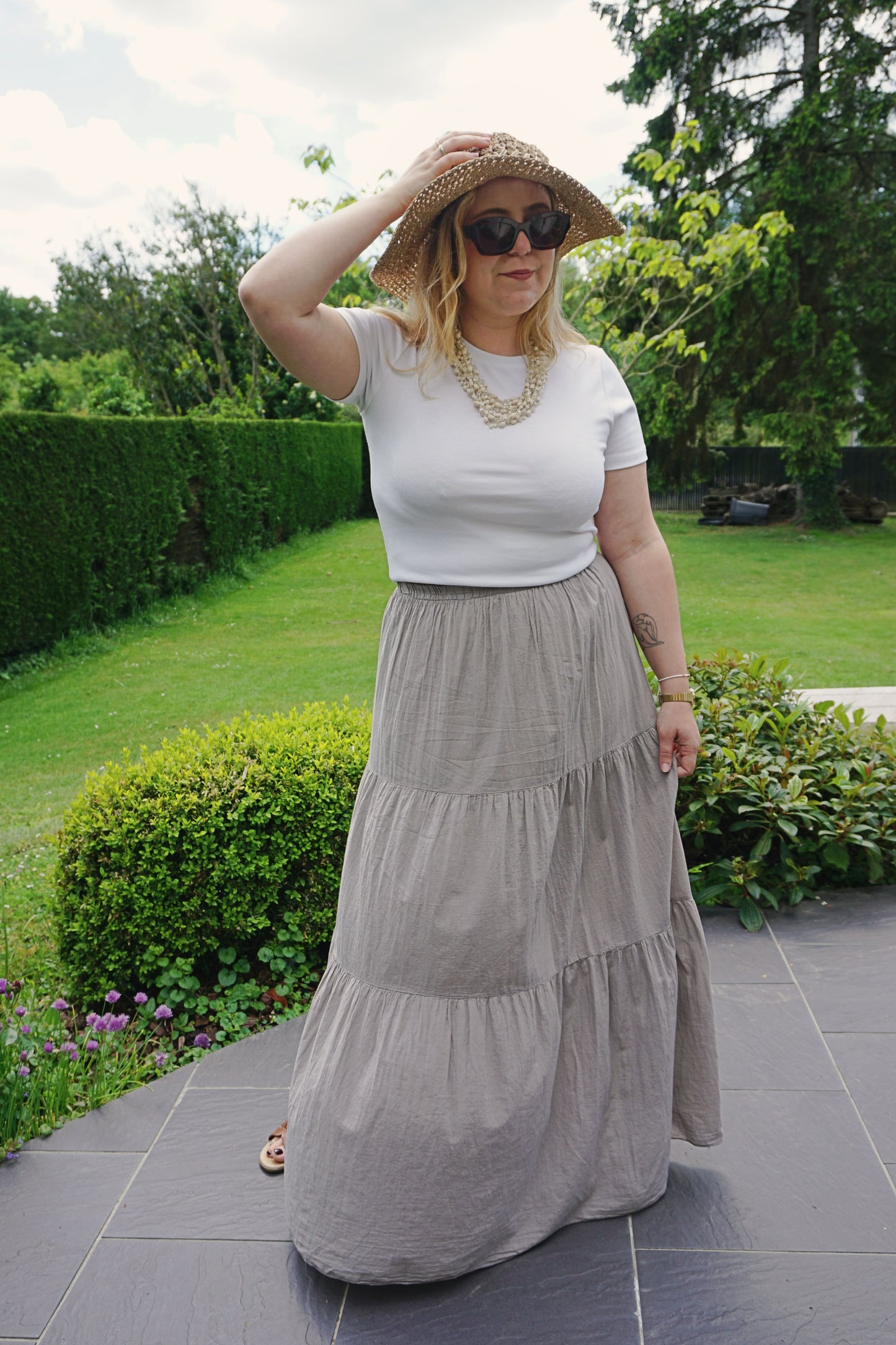 Jupe longue taupe coton