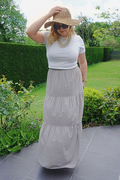 Jupe longue taupe coton