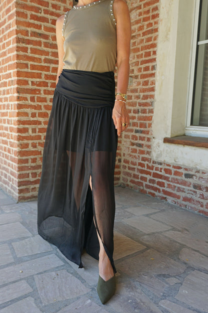 Jupe longue noire transparence