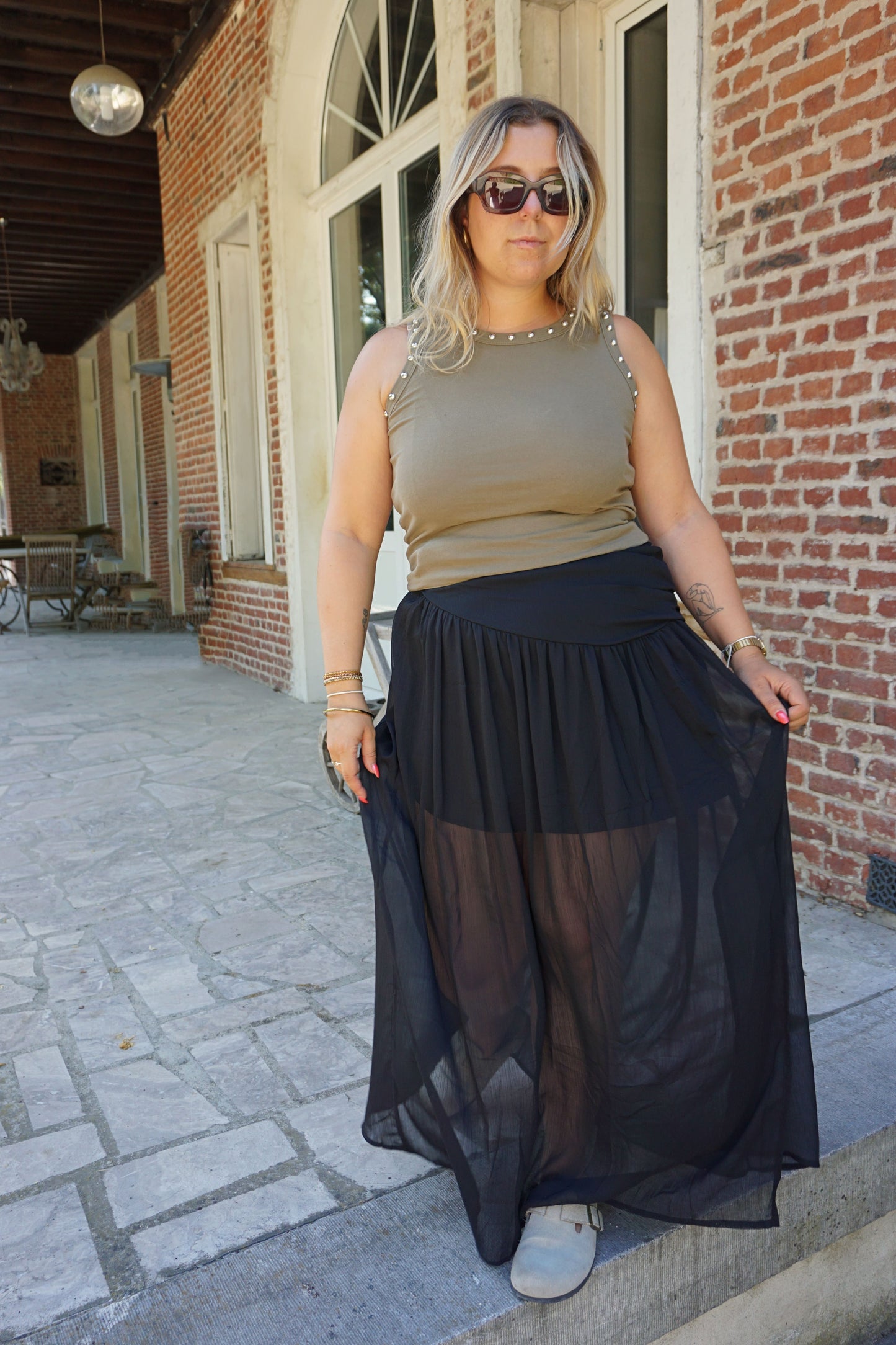 Jupe longue noire transparence