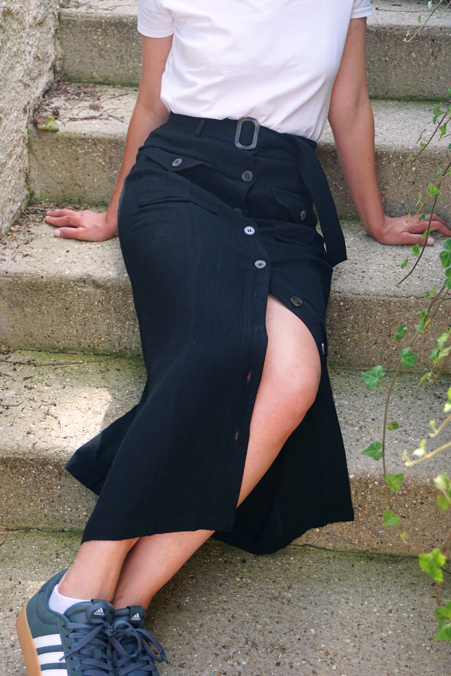 Long Saharan skirt with black linen