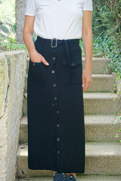 Long Saharan skirt with black linen