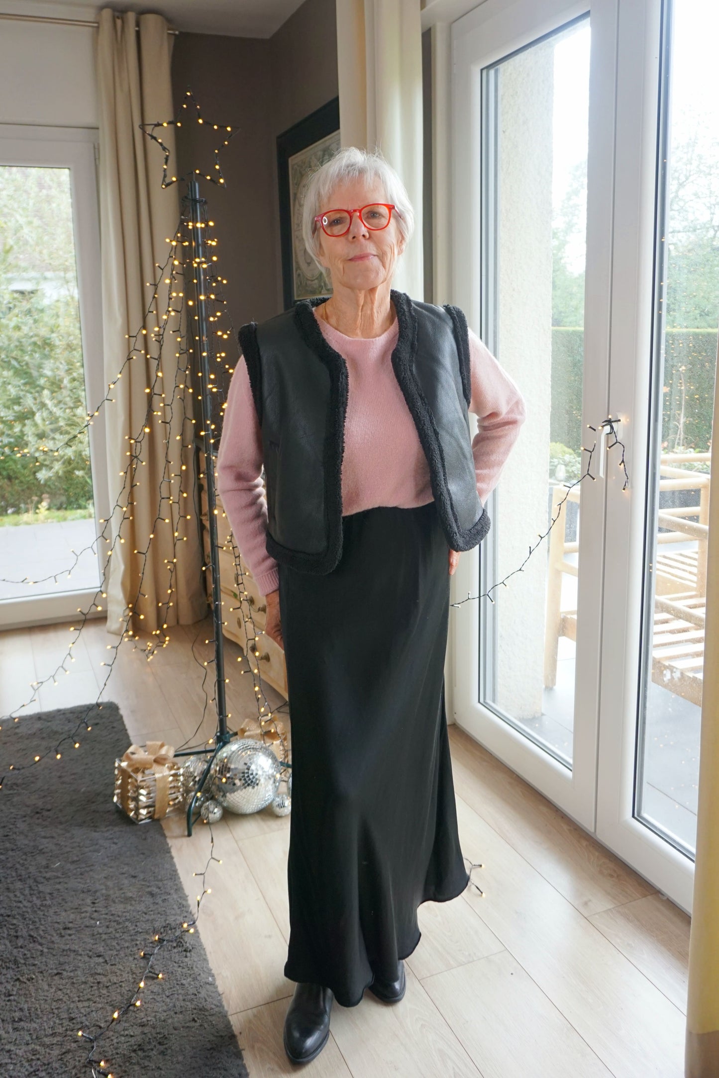 Jupe longue satinée noire