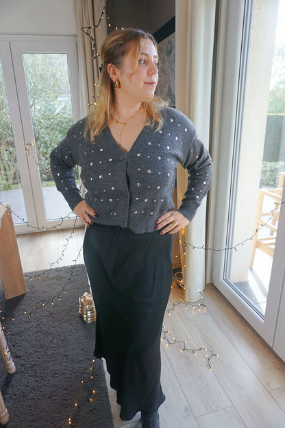 Jupe longue satinée noire