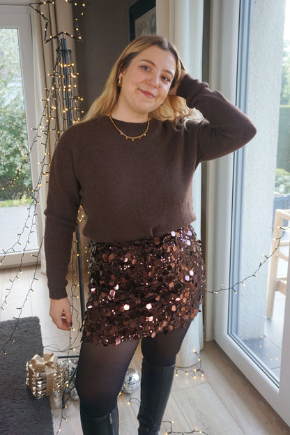 Jupe marron à gros sequins