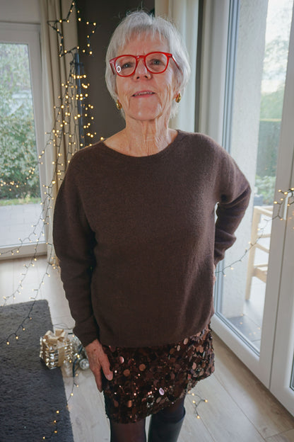Jupe marron à gros sequins