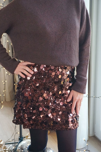 Jupe marron à gros sequins
