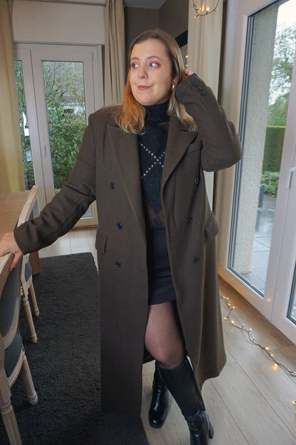 Manteau long droit marron