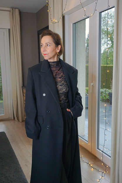 Manteau long droit noir