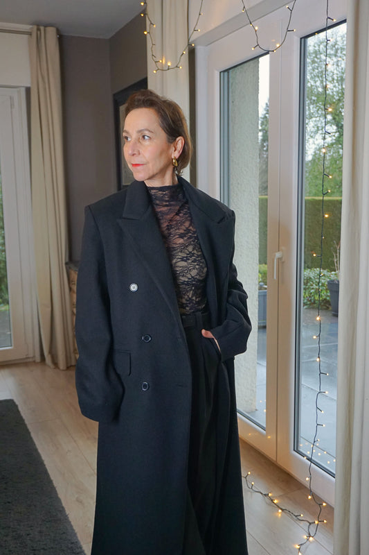 Manteau long droit noir