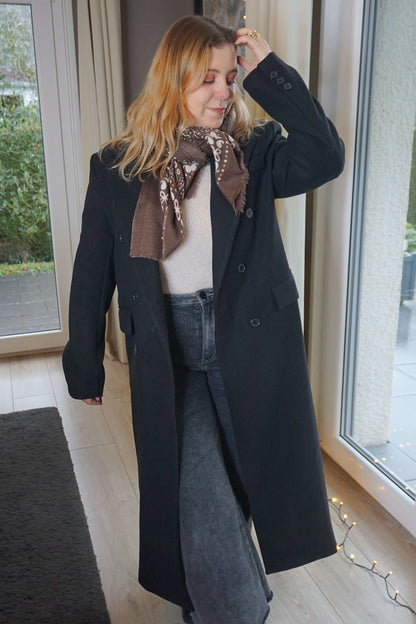 Manteau long droit noir