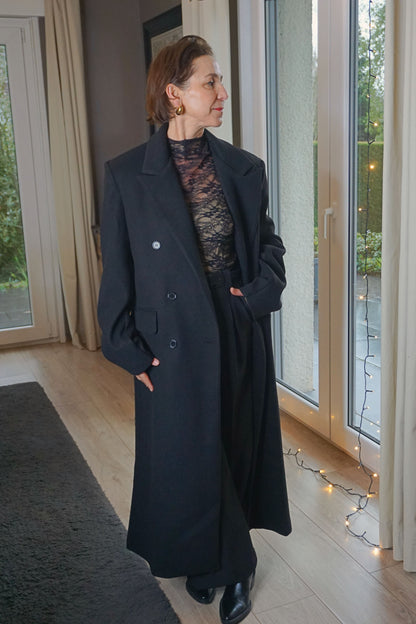Manteau long droit noir