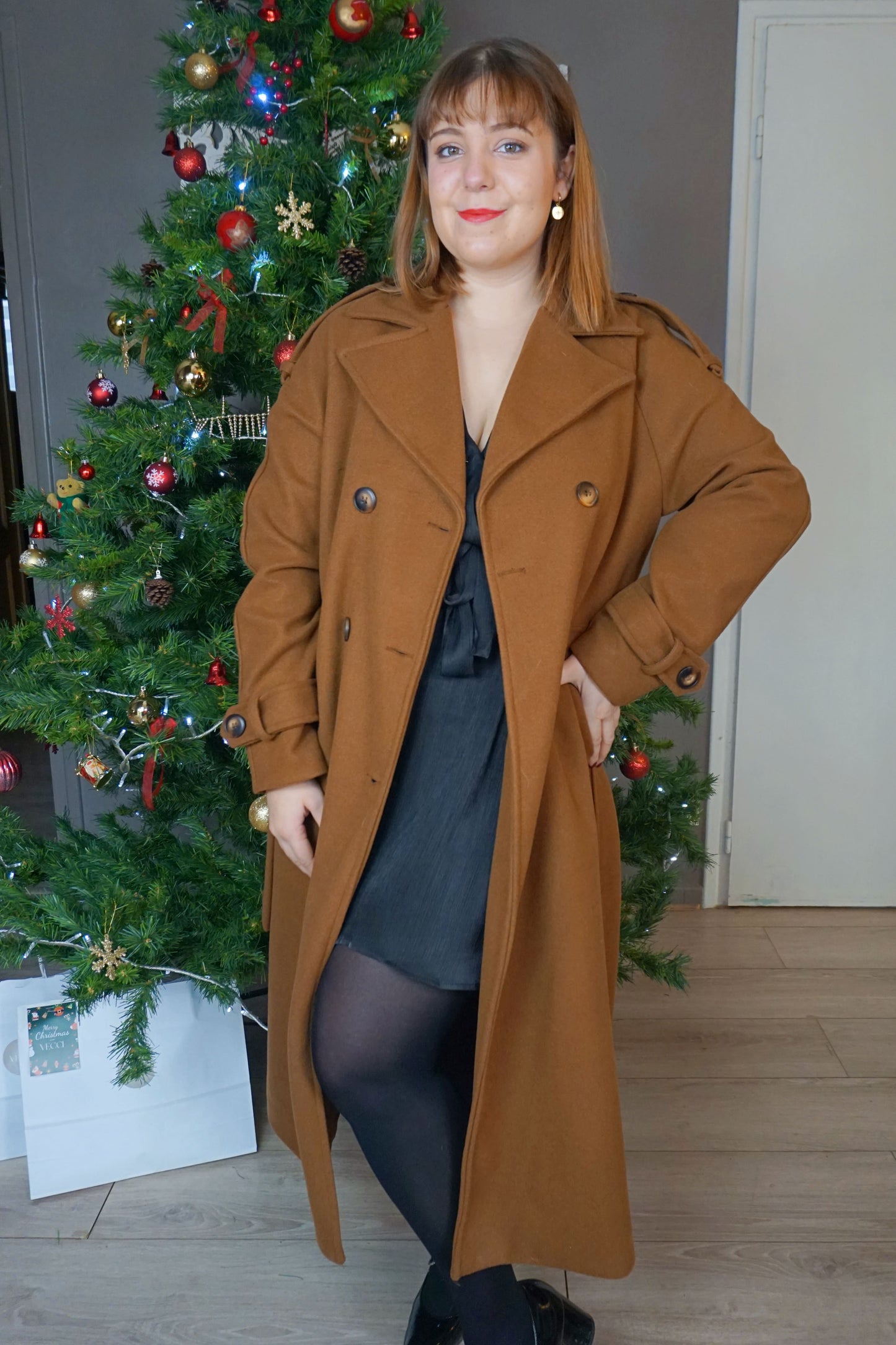 Manteau long marron chocolat