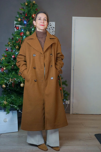 Manteau long marron chocolat