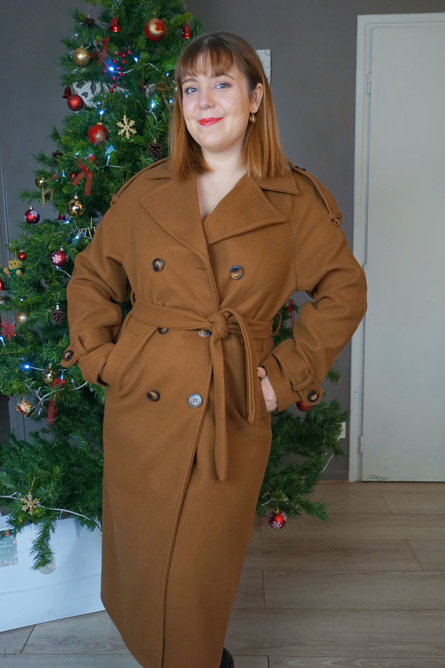 Manteau long marron chocolat