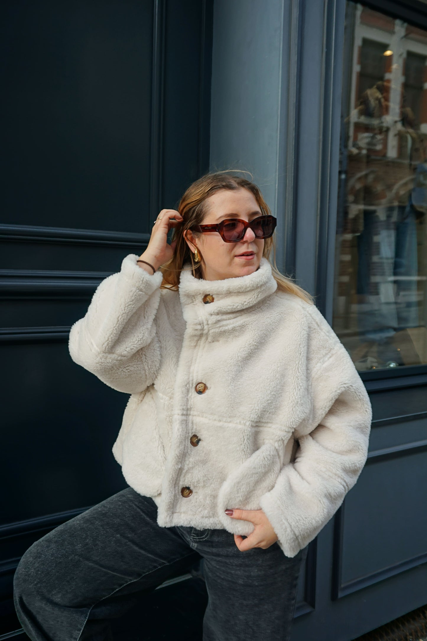 Manteau réversible effet daim camel