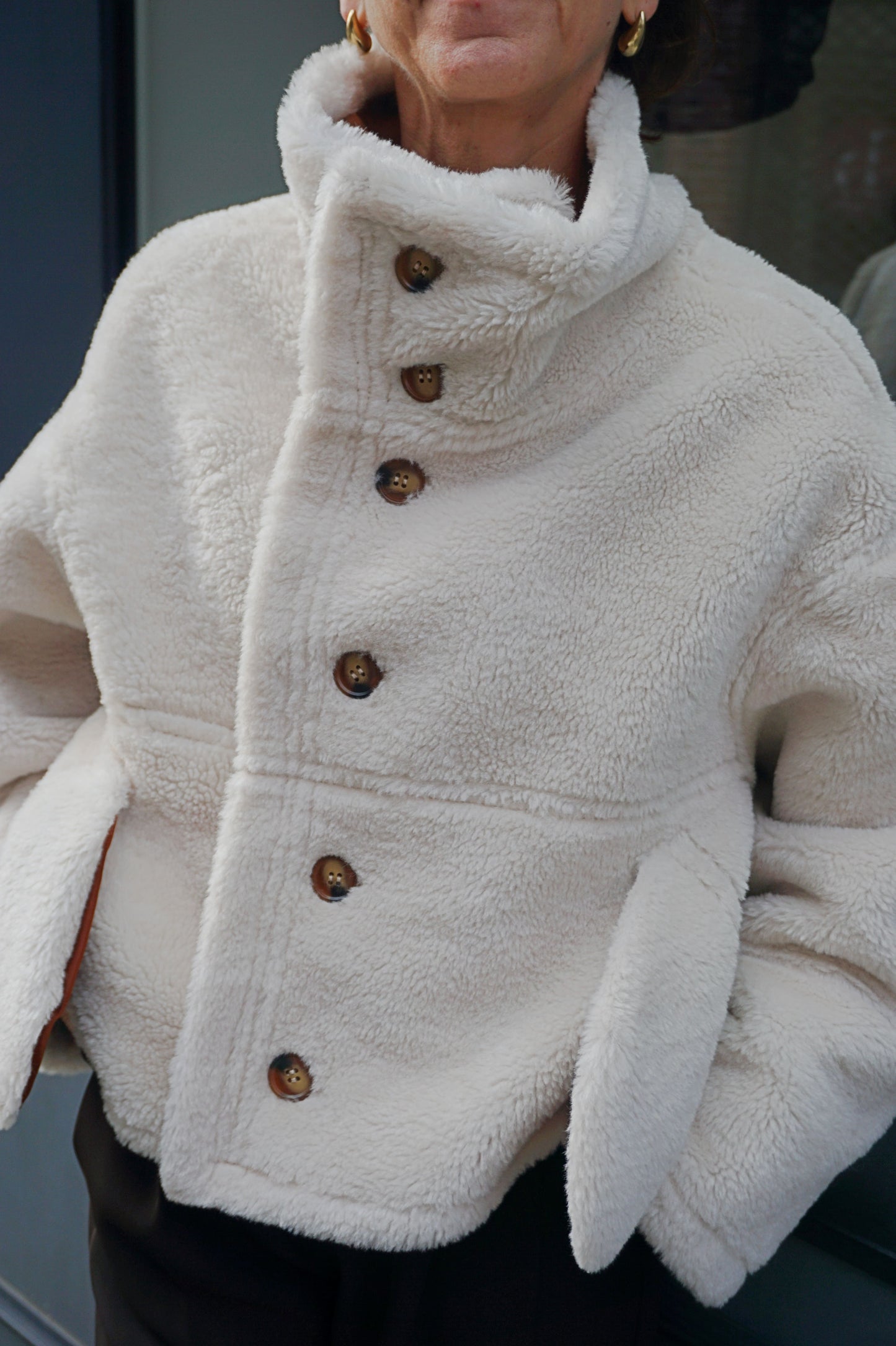 Manteau réversible effet daim camel