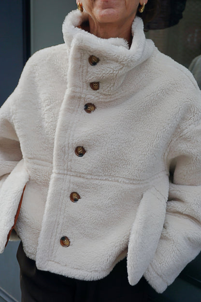 Manteau réversible effet daim camel