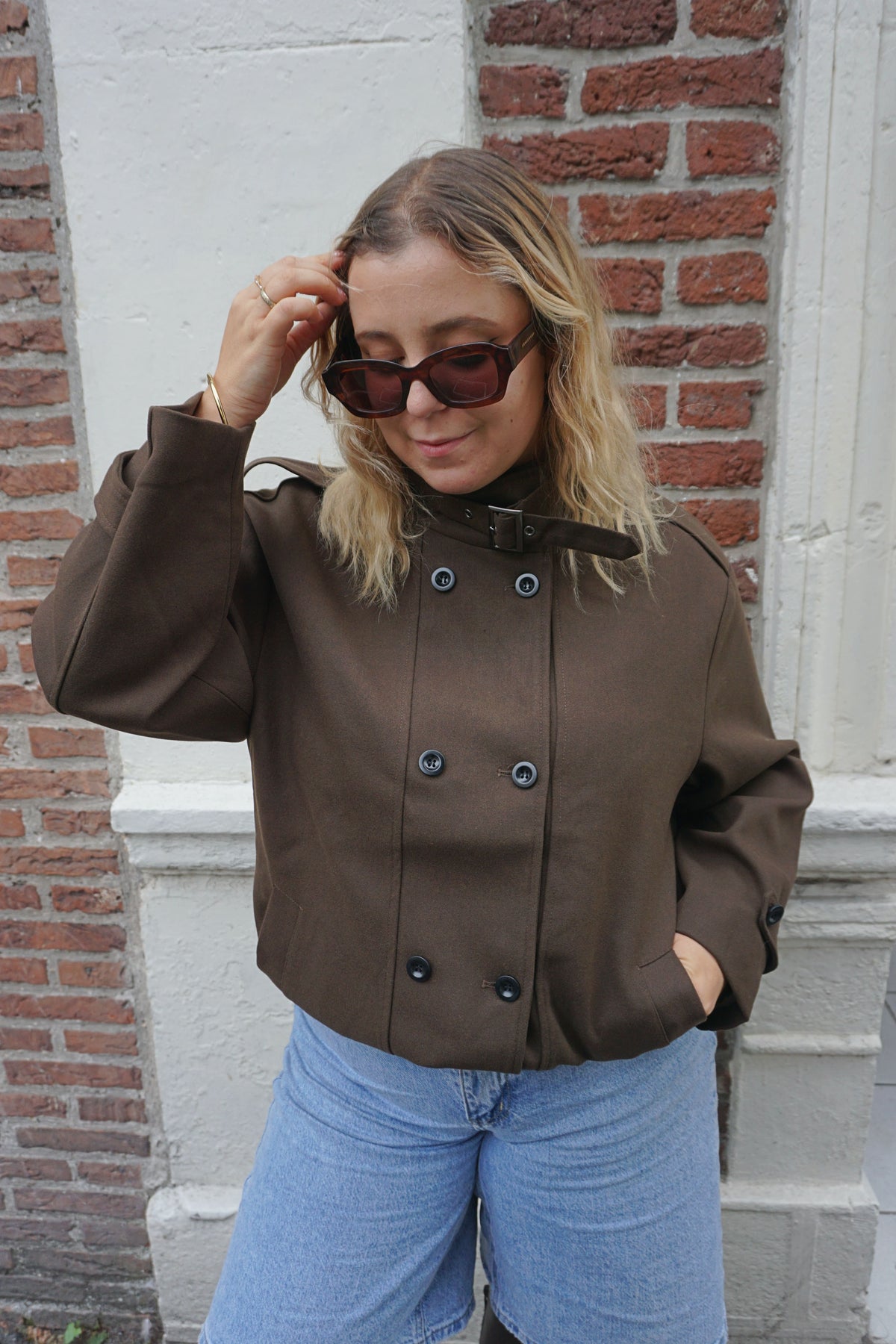 Manteau style trench marron