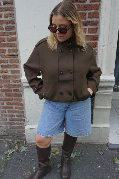 Manteau style trench marron