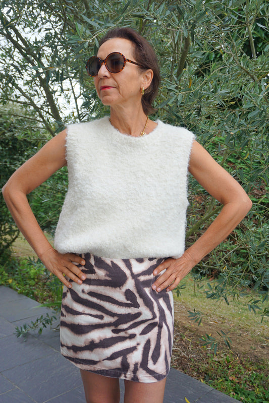 Mini-jupe en jean motifs zébrés