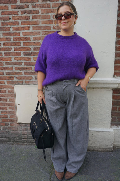 Pantalon barrel gris chevron